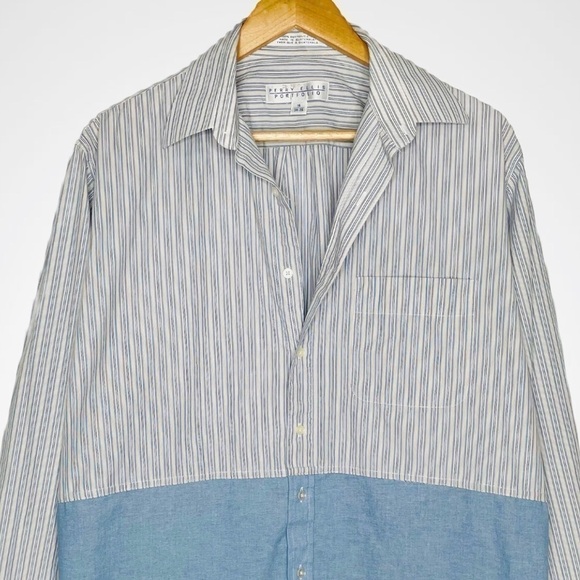 Poplin Patchwork Color Block Button Down Shirt Dress - Picture 4 of 8